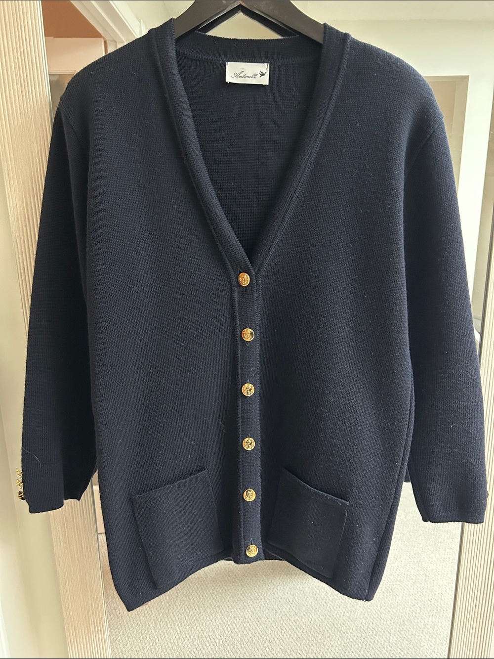Antonelle Paris 100% Wool Cardigan Blazer | Navy
